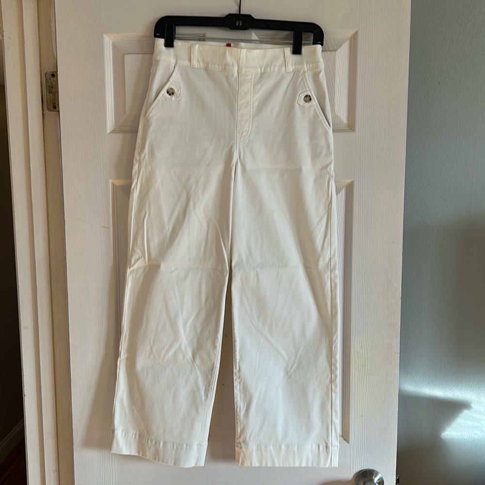 Spanx stretch, cropped, wide leg chinos